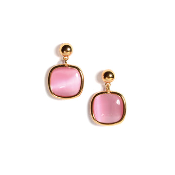 Farma Bijoux Υποαλλεργικά Σκουλαρίκια Κρεμαστό Ροζ Χαλαζία 25mm